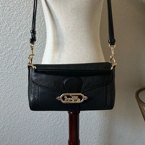 Black COACH Crossbody Pebble Leather with Adjustable Strap